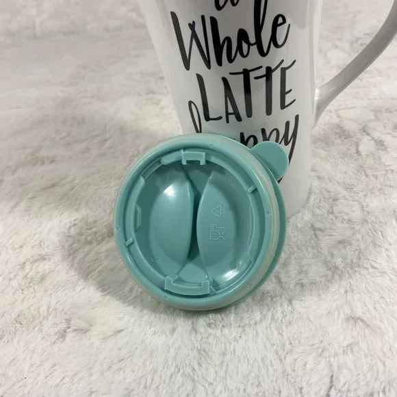 “A Whole Latté Happy” Hallmark Ceramic Travel Mug with lid Hallmark - Picture 6 of 8